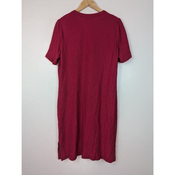 Misook Raspberry Faux Button Front Knit Short Sleeve Dress - Picture 6 of 6